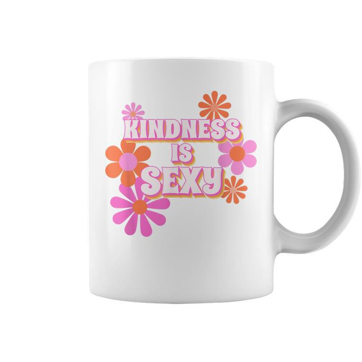 Kindness Is Sexy Retro Hippie Flower Power Graphic  Coffee Mug