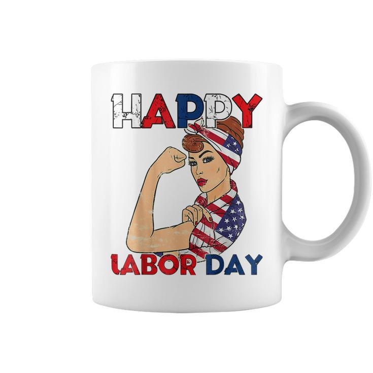 Labor Day Rosie The Riveter American Flag Woman Usa Coffee Mug
