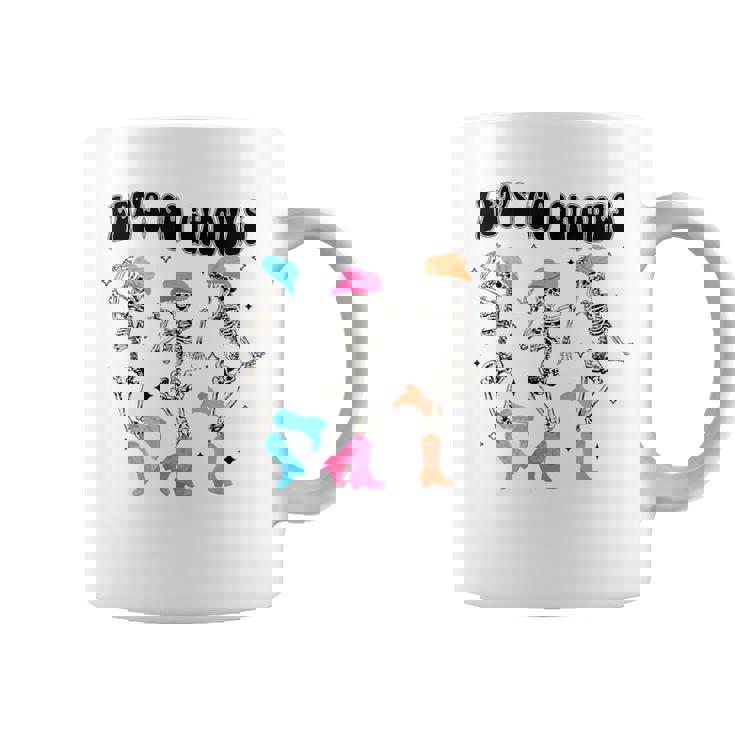 Let's Go Ghouls Halloween Western Spooky Skeletons Dancing Coffee Mug