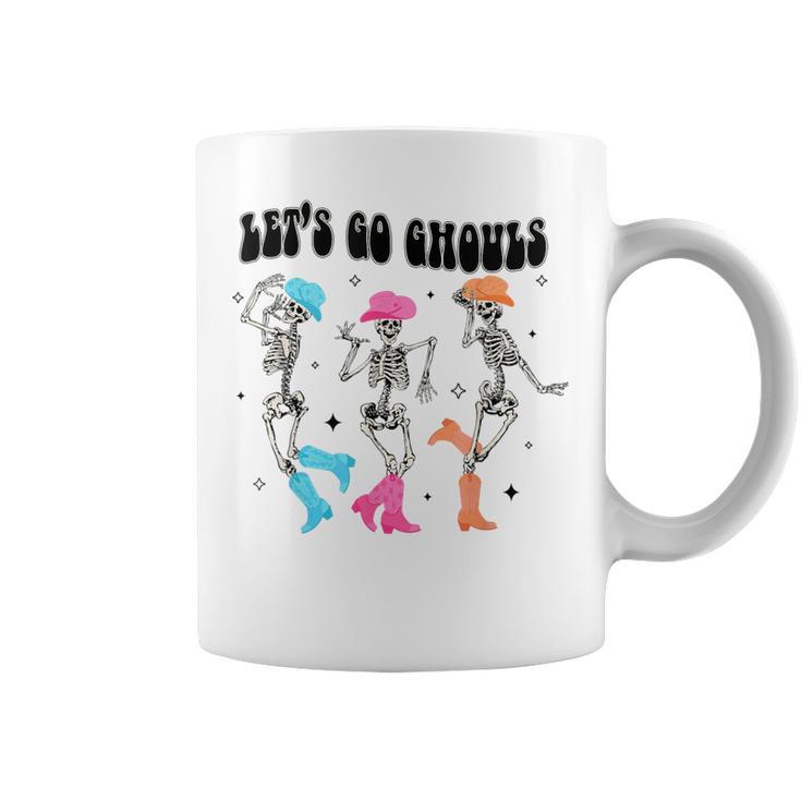 Let's Go Ghouls Halloween Western Spooky Skeletons Dancing Coffee Mug