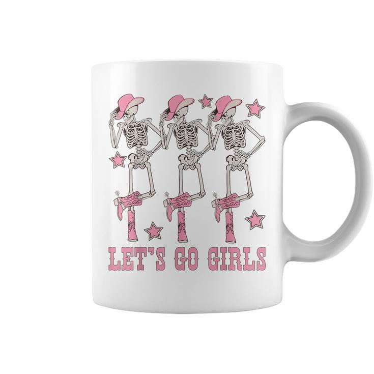 Lets Go Girls Dancing Skeleton Cowgirl Bachelorette Party  Dancing Funny Gifts Coffee Mug