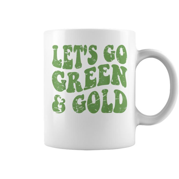 Let's Go Green & Gold Vintage Game Day Team Favorite Colors Coffee Mug