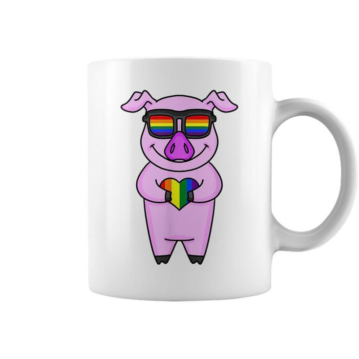Lgbt Supporter Pig Rainbow Gay Pride - Lgbt Heart Animal  Coffee Mug