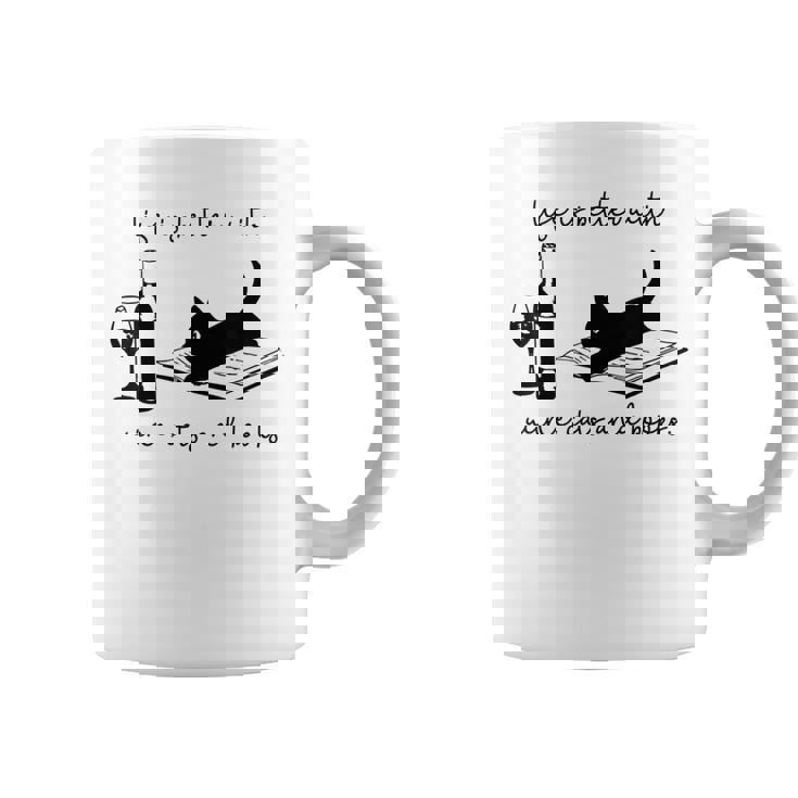 Life Is Better With Wine Cats And Books Black Cat Coffee Mug