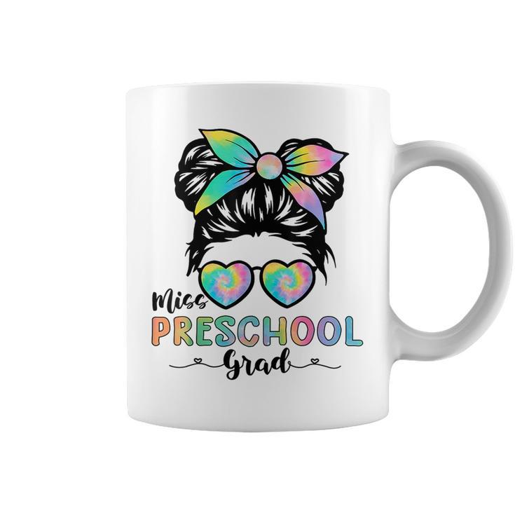 Lil Miss Preschool Grad Messy Bun Tie Dye Girls Kids Funny  Coffee Mug