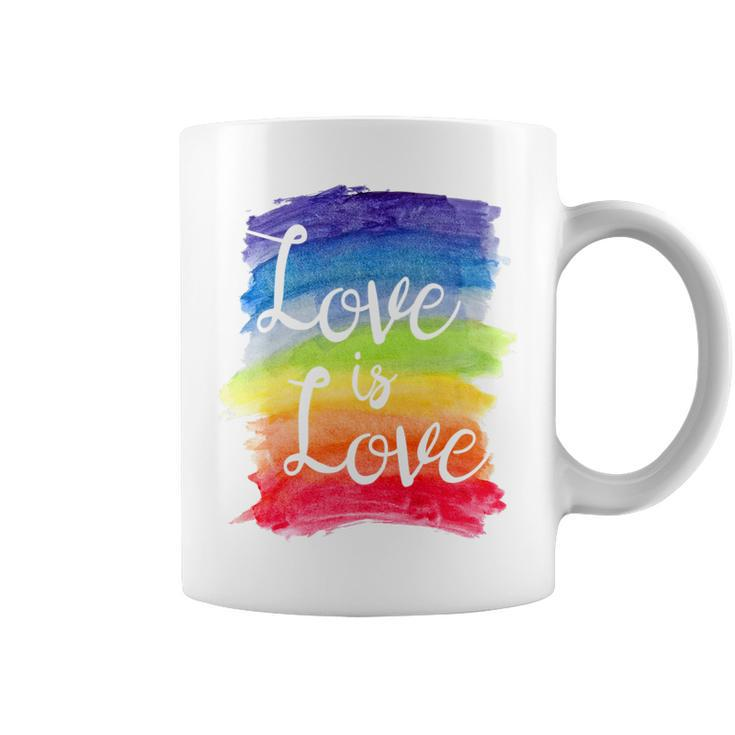 Love Is Love Rainbow  Gay Lesbian Pride Watercolors Coffee Mug