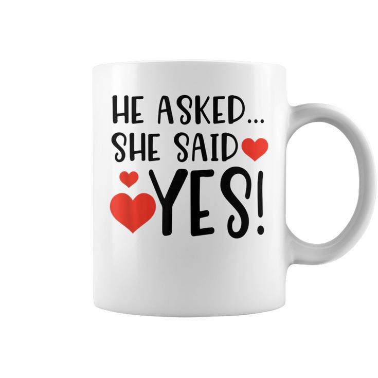 Lovely Funny He Asked She Said Yes Married Gift Coffee Mug