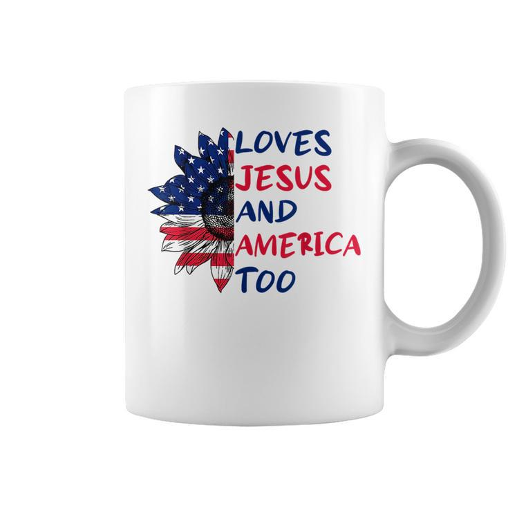 Loves Jesus And America Too Sunflower  Coffee Mug