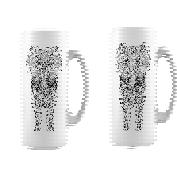 Mandala Elephant Retro Indian Buddhist Animal Lover Coffee Mug