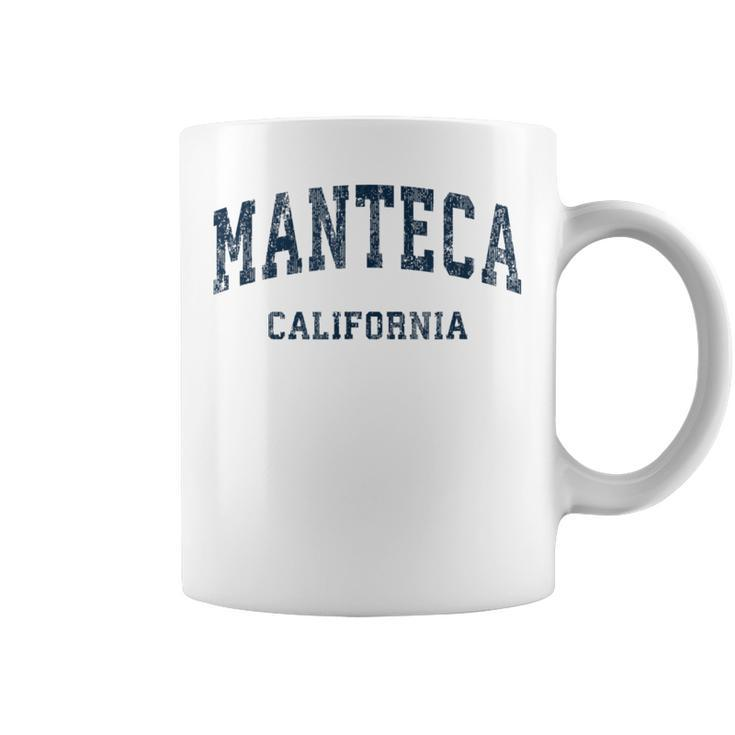 Manteca California Ca Vintage Varsity Sports Navy Coffee Mug