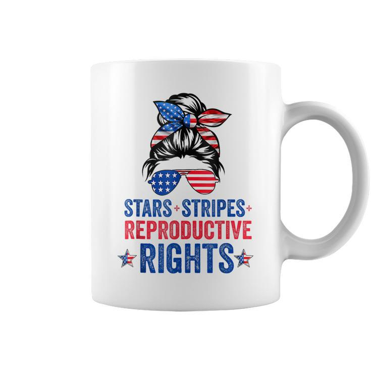 Messy Bun American Flag Stars Stripes Reproductive Rights  Coffee Mug