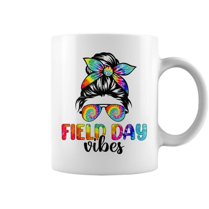 Messy Bun Field Day Vibes Tie Dye Teacher Kid Field Day 2023  Coffee Mug
