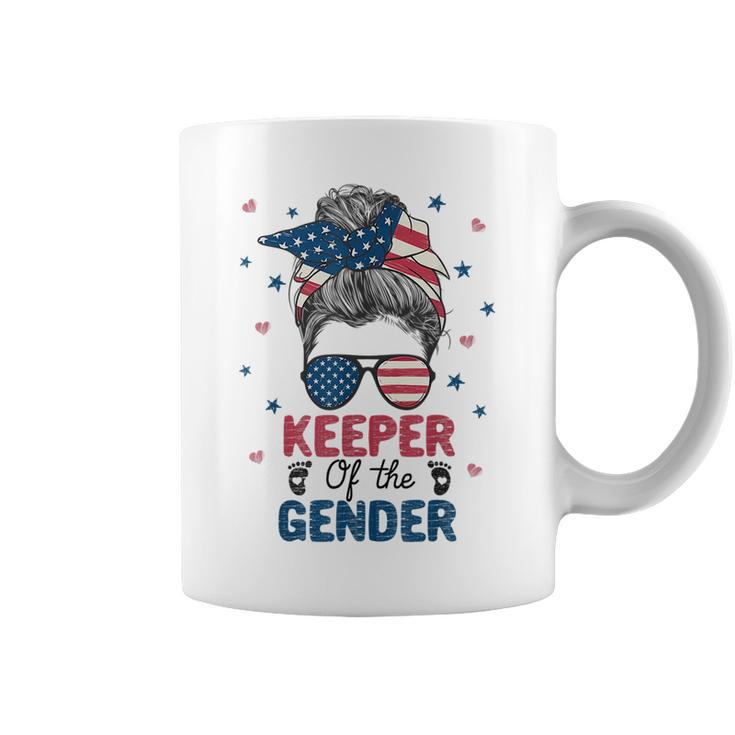 Messy Bun Keeper Of The Gender 4Th Of July Gender Keeper Coffee Mug