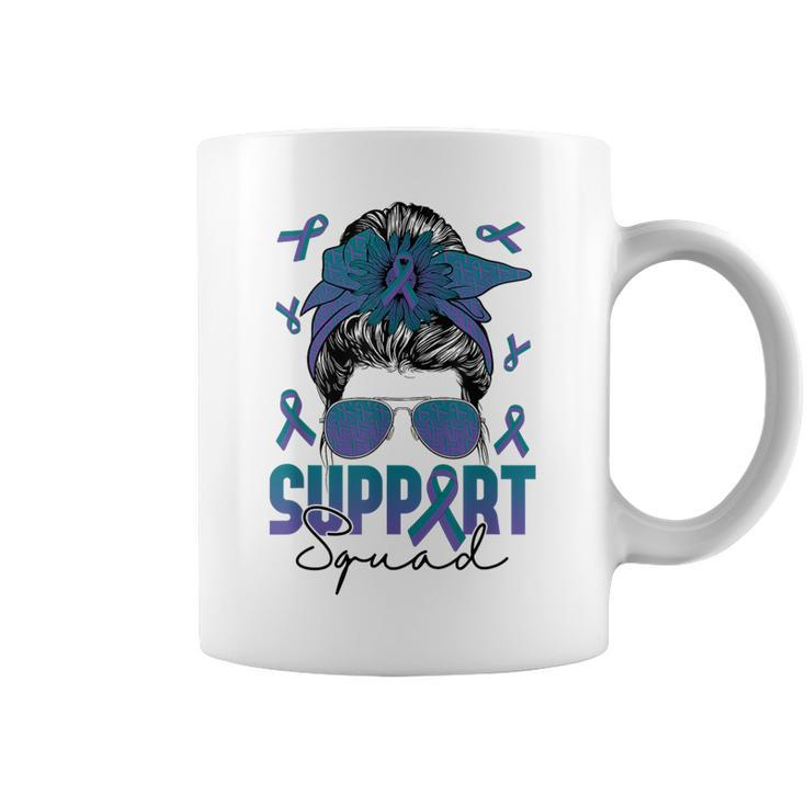 Messy Bun Woman Support Squad Anal Cancer Awareness Women Coffee Mug
