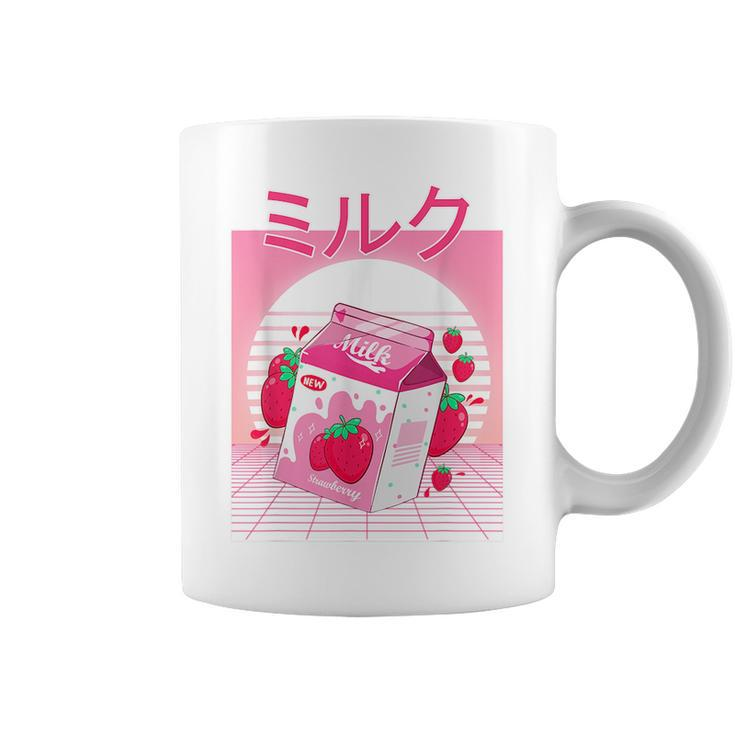 Milk Shake Carton Funny Japanese Kawaii Strawberry Retro 90S 90S Vintage Designs Funny Gifts Coffee Mug