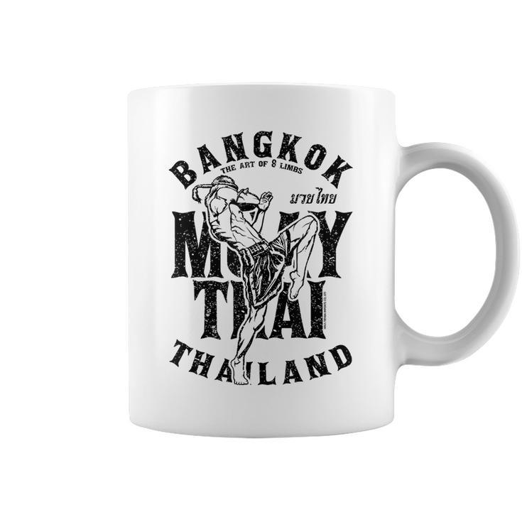 Muay Thai Kickboxing Bangkok Thailand Distressed Graphic Kickboxing Funny Gifts Coffee Mug