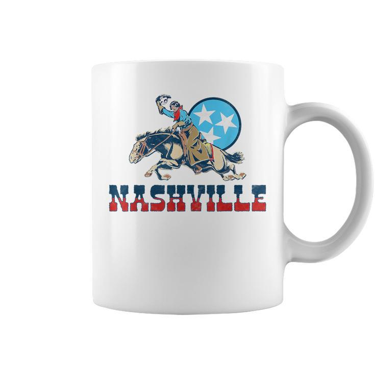 Nashville Vintage Cowgirl & State Flag Tennessee Stars Retro  Tennessee Funny Gifts Coffee Mug