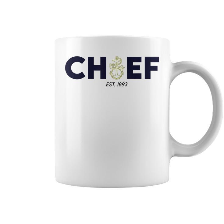 Navy Chief With Inset Anchor- Blue And Gold  Coffee Mug