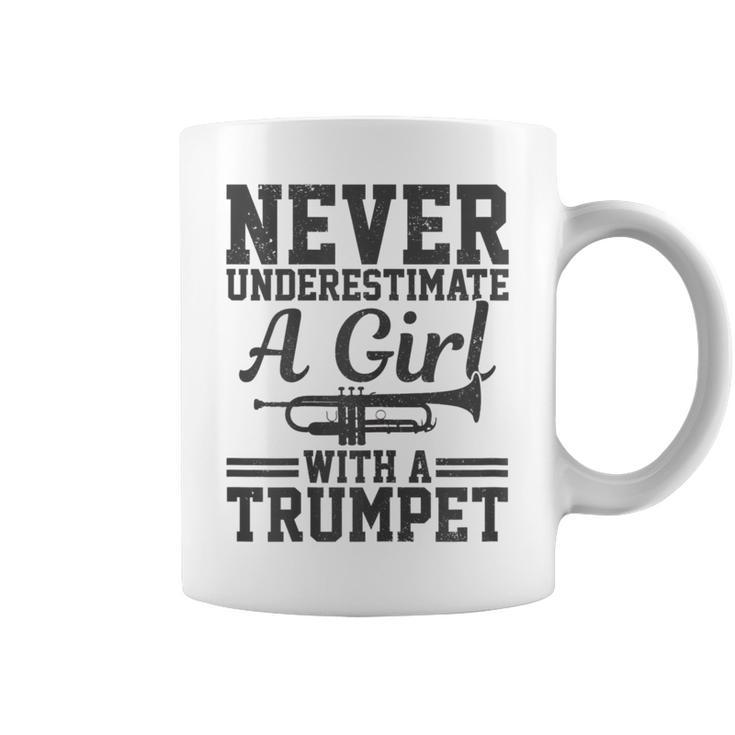 Never Underestimate A Girl With A Trumpet Marching Band Gift For Womens Coffee Mug