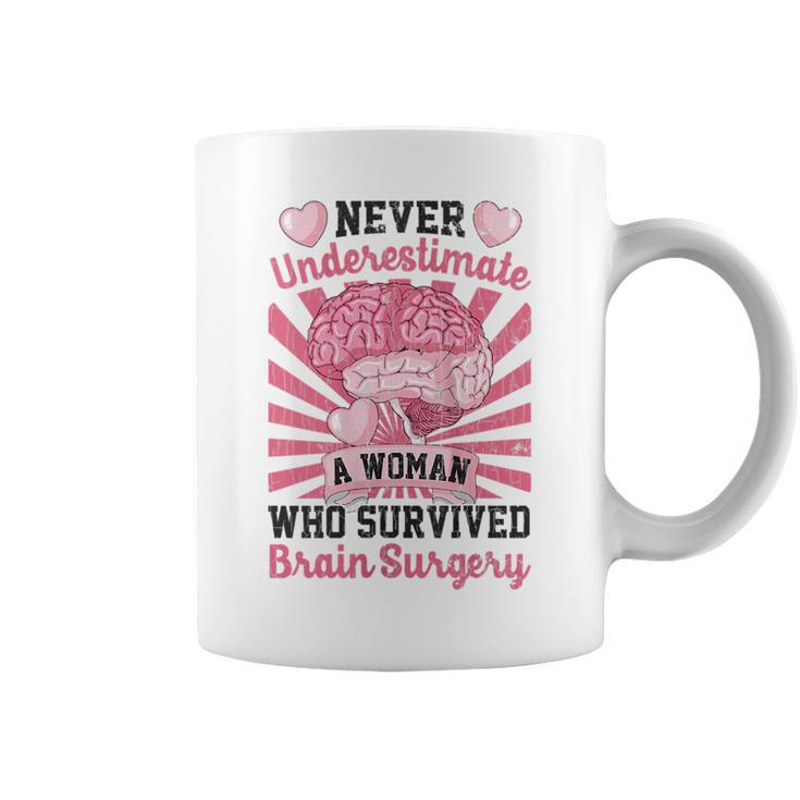 Never Underestimate A Woman Happy Brain Tumor Cancer Graphic Gift For Womens Coffee Mug