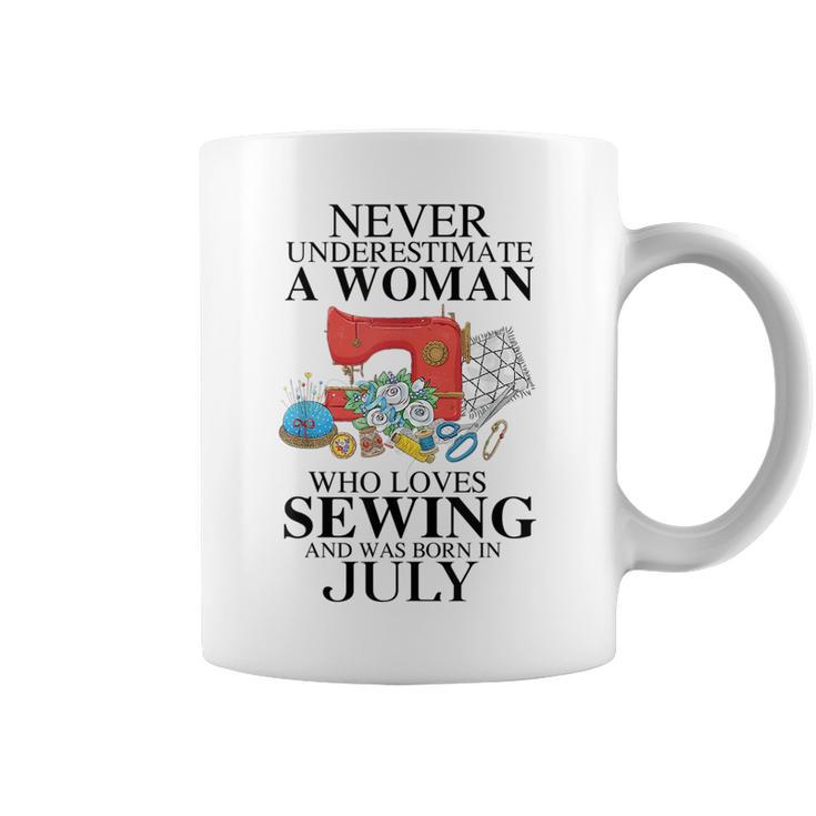 Never Underestimate A Woman Who Loves Sewing Was Born In Coffee Mug