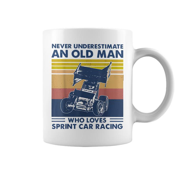 Never Underestimate An Old Man Who Loves Sprint Car Racing Coffee Mug