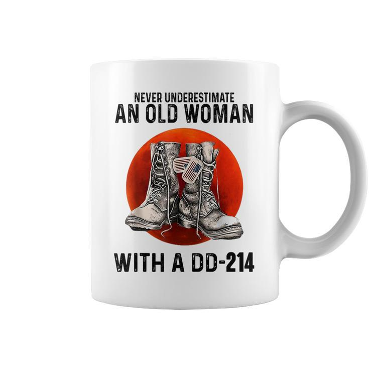 Never Underestimate An Old Woman With A Dd214 Funny Veteran  Coffee Mug