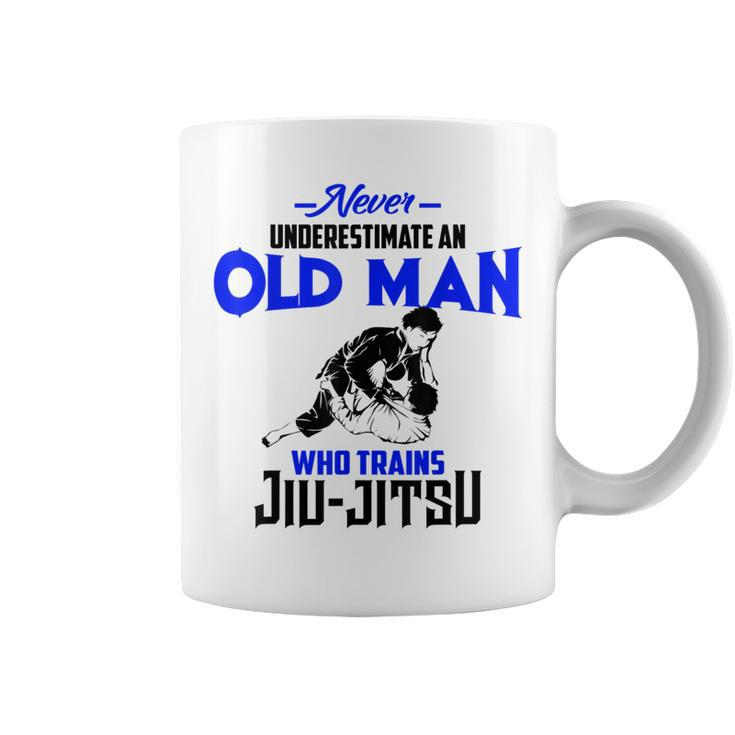 Never Underestimate Old Man Who Trains Jiujitsu Funny Gift Coffee Mug