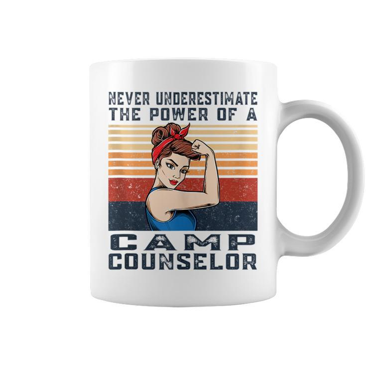 Never Underestimate The Powerss Of Camps Counselor Coffee Mug