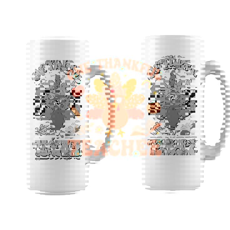 One Thankful Teacher Thanksgiving Retro Groovy Fall Teachers Coffee Mug
