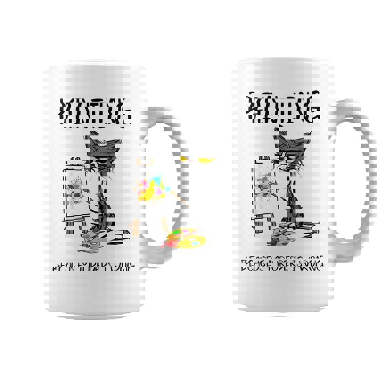 Painting Because Murder Is Wrong Cat Coffee Mug