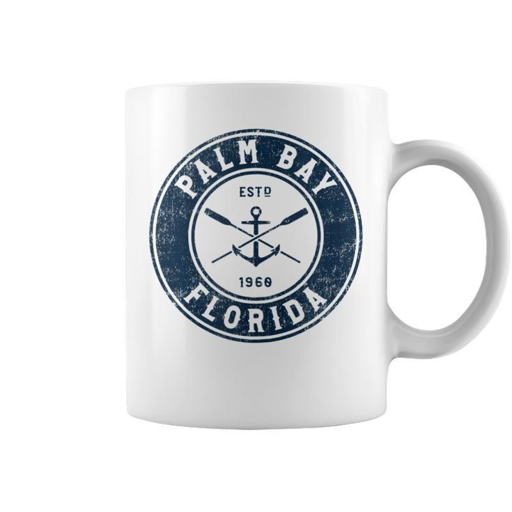 Palm Bay Florida Fl Vintage Boat Anchor & Oars  Coffee Mug