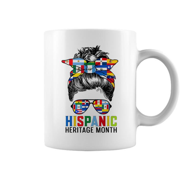 Hispanic Heritage Month Flags Messy Bun Hispanic Coffee Mug
