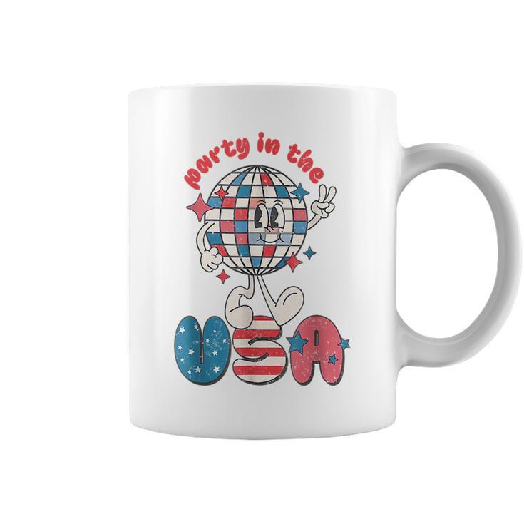 Party In The Usa 4Th Of July Patriotic Disco Ball Retro Patriotic Funny Gifts Coffee Mug