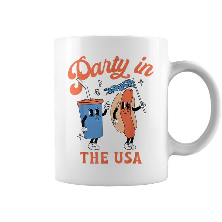 Party In The Usa  Hot Dog Love Usa Funny 4Th Of July  Coffee Mug