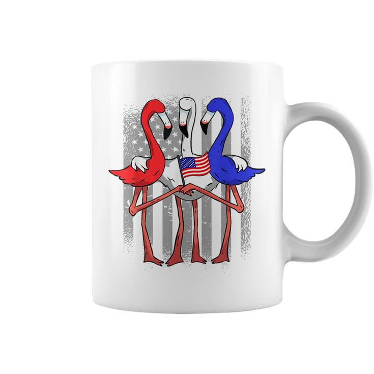 Patriotic Red White And Blue Flamingos Usa Flag 4Th Of July  Coffee Mug