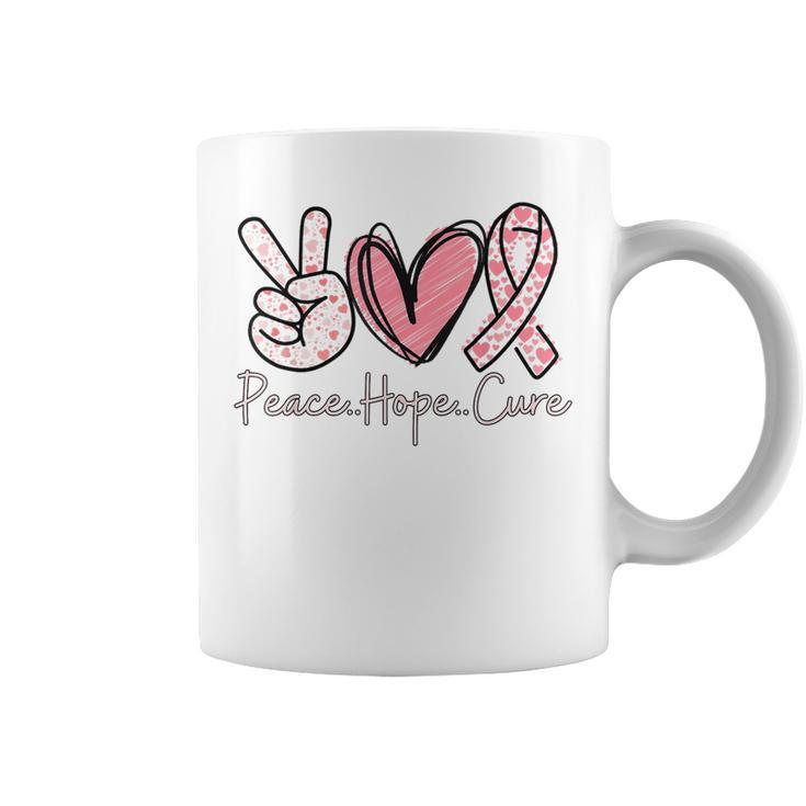 Peace Hope Cure Breast Cancer Awareness Family Support Pink  Coffee Mug