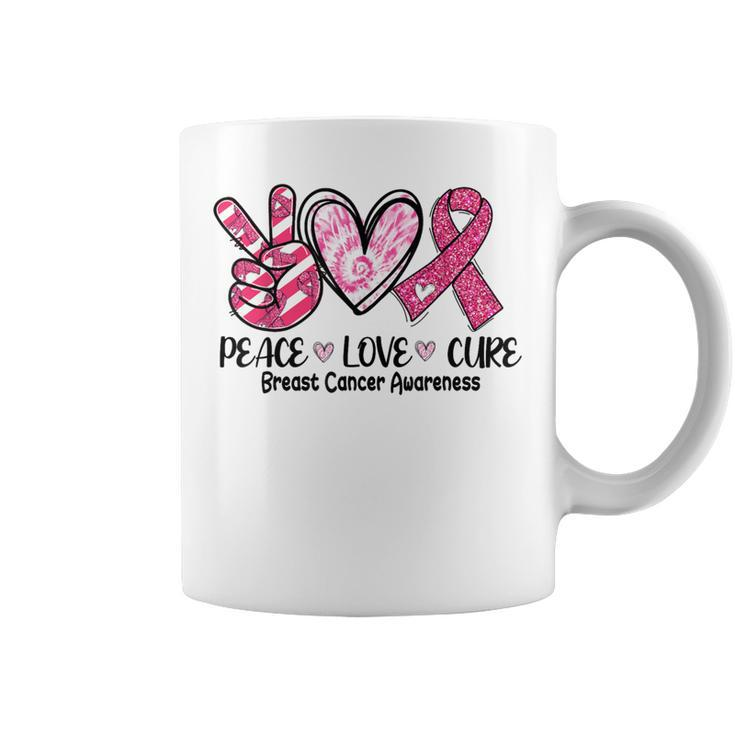 Peace Love Cure Breast Cancer Pink Ribbon Awareness Coffee Mug
