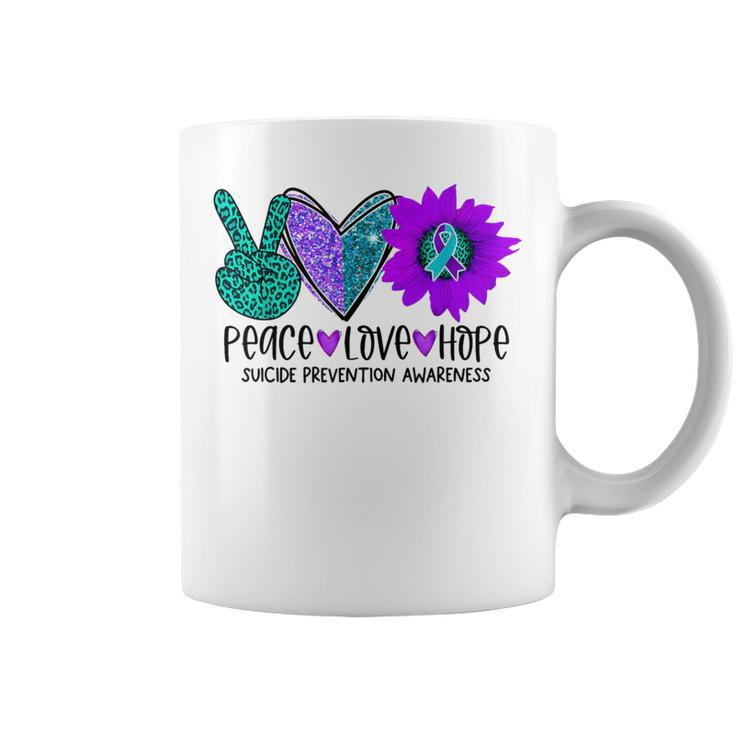 Peace Love Hope Suicide Prevention Awareness Ribbon Coffee Mug