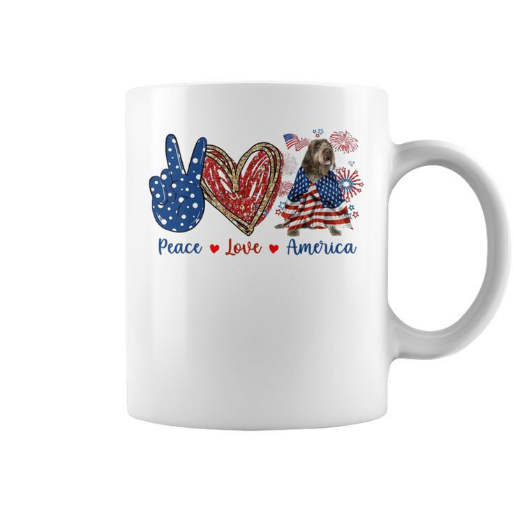 Peace Love Wirehaired Pointing Griffon Dog Patriotic America   Coffee Mug