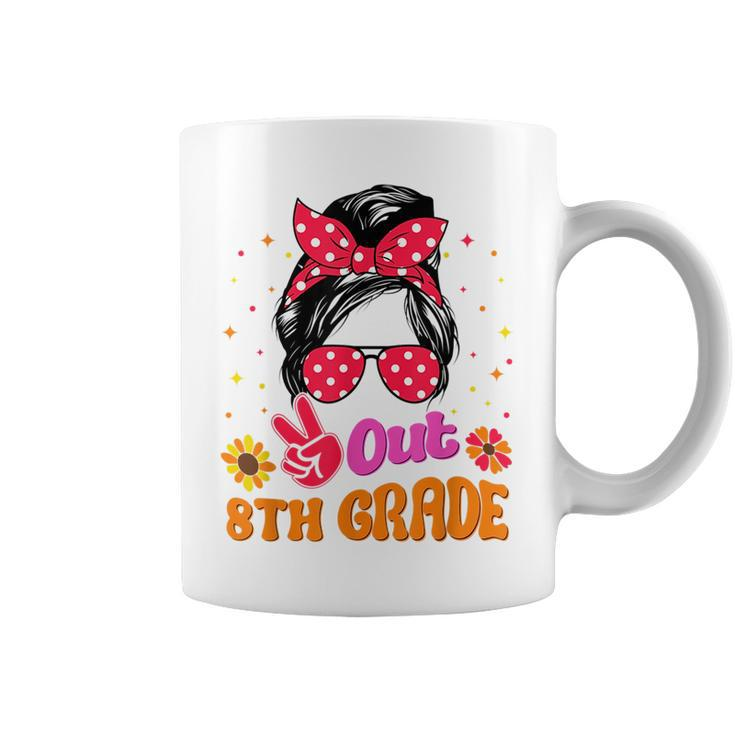 Peace Out 8Th Grade Graduation 2023 Graduate Messy Bun Girls  Coffee Mug