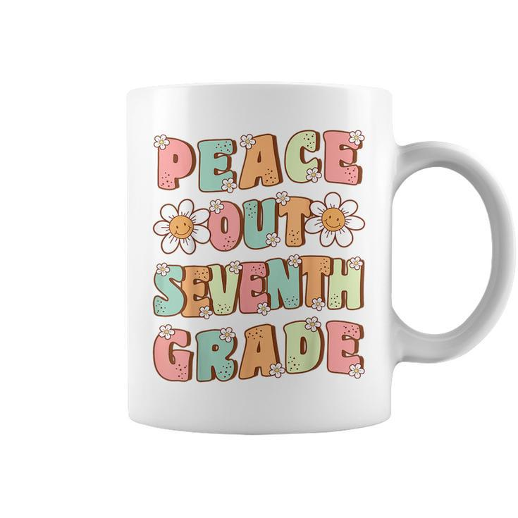 Peace Out Seventh Grade Cute Groovy Last Day Of 7Th Grade Coffee Mug