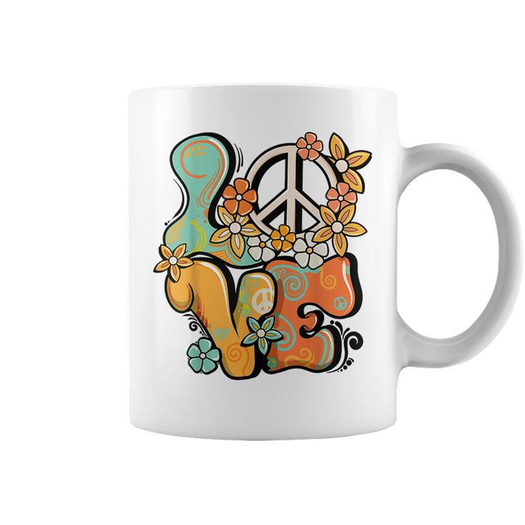 Peace Sign Love 60S 70S Costume Groovy Hippie Theme Party Coffee Mug