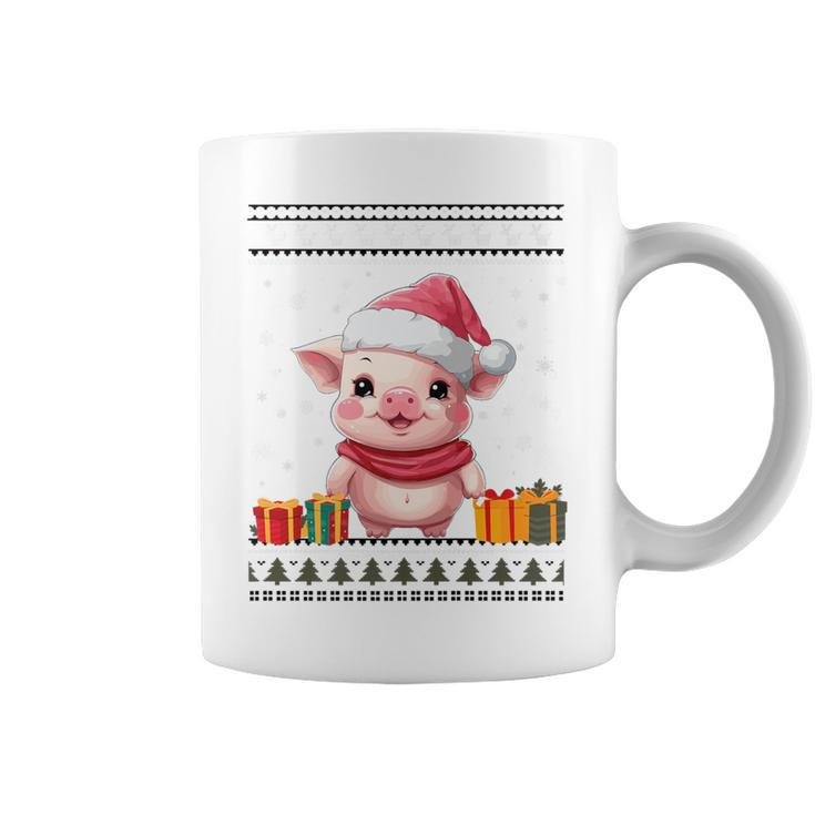Pig Christmas Santa Hat Ugly Christmas Sweater Coffee Mug