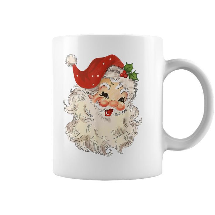 Pink Santa Retro Vintage Christmas Coffee Mug