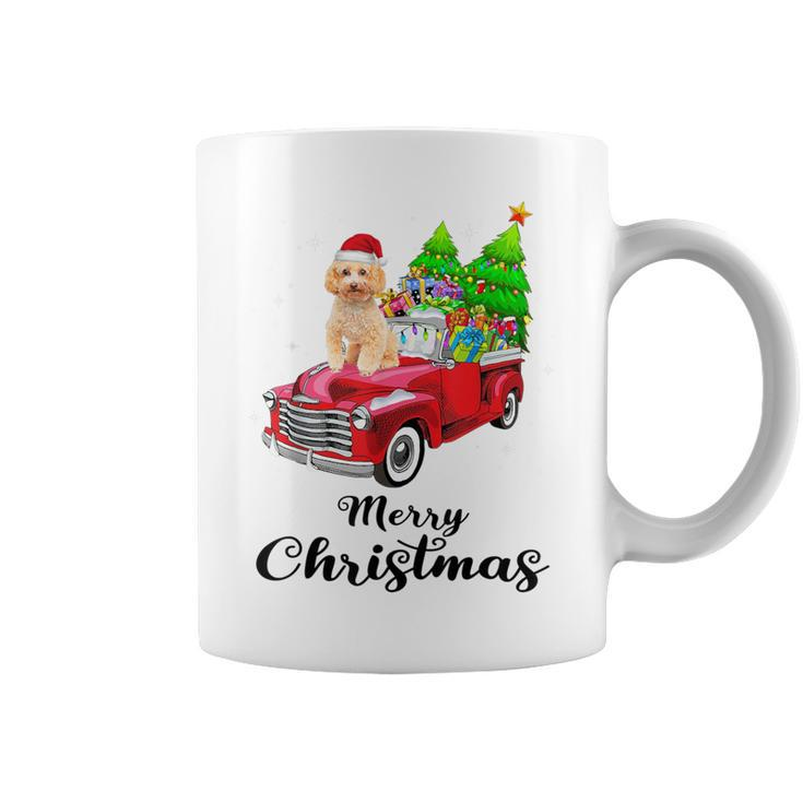 Poodle Ride Red Truck Christmas Pajama Coffee Mug