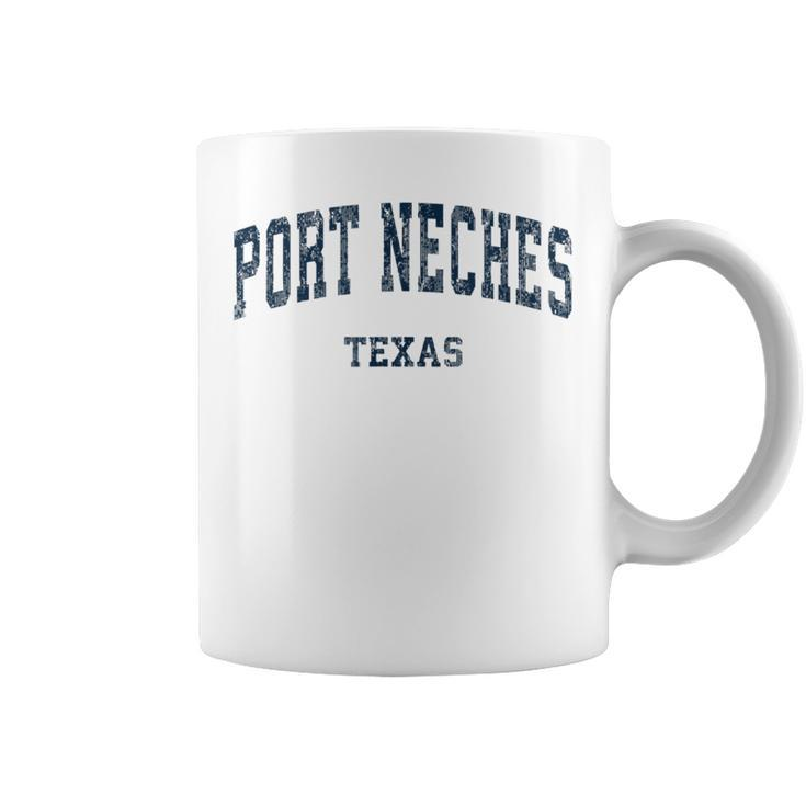 Port Neches Texas Tx Vintage Varsity Sports Navy Coffee Mug