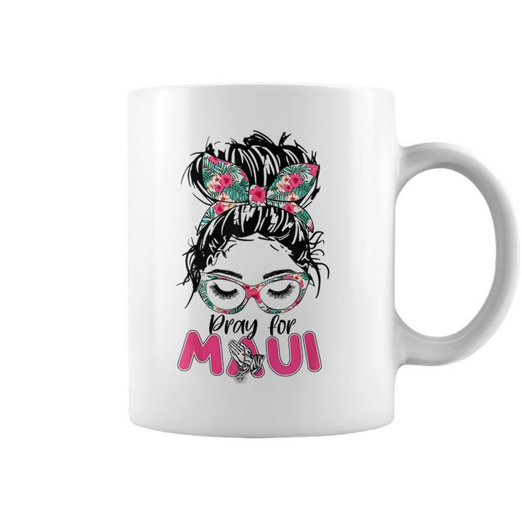 Pray For Maui Hawaii Strong Messy Bun Girls Coffee Mug