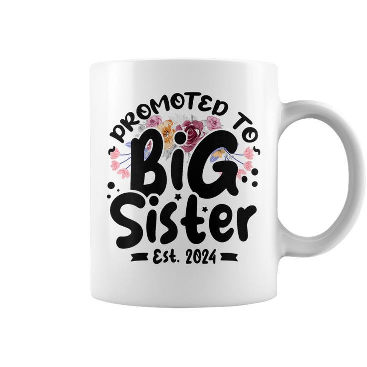 Promoted To Big Sister 2024 Cute Big Sister Kids Floral  Coffee Mug