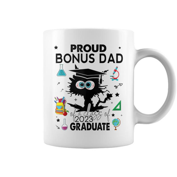 Proud Bonus Dad Of A Class Of 2023 Graduate Funny Black Cat Coffee Mug